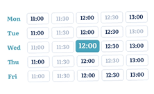 Screenshot of the LiteLearn session booking interface