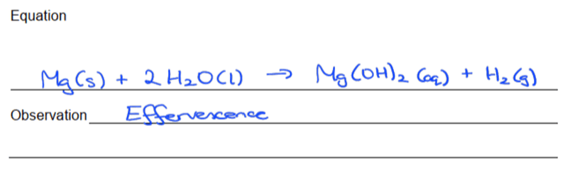 Student's handwritten response to A-Level Chemistry question 2