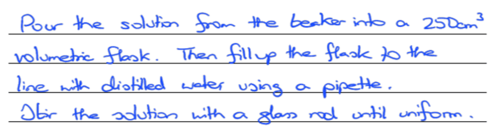 Student's handwritten response to A-Level Chemistry question 3b