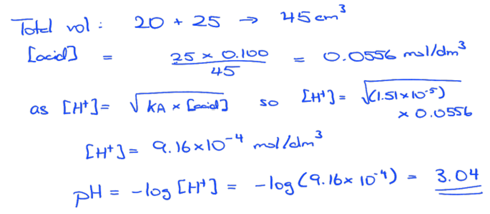 Student's handwritten response to A-Level Chemistry question 4