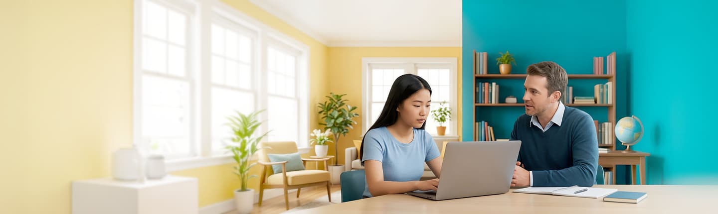A student studying at a desk