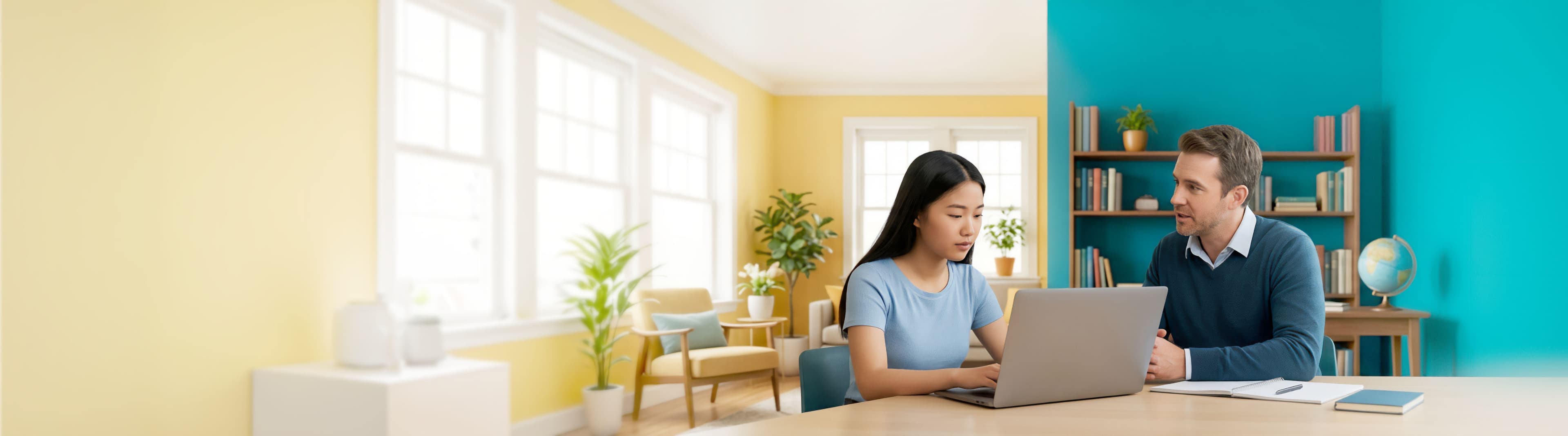 A student studying at a laptop